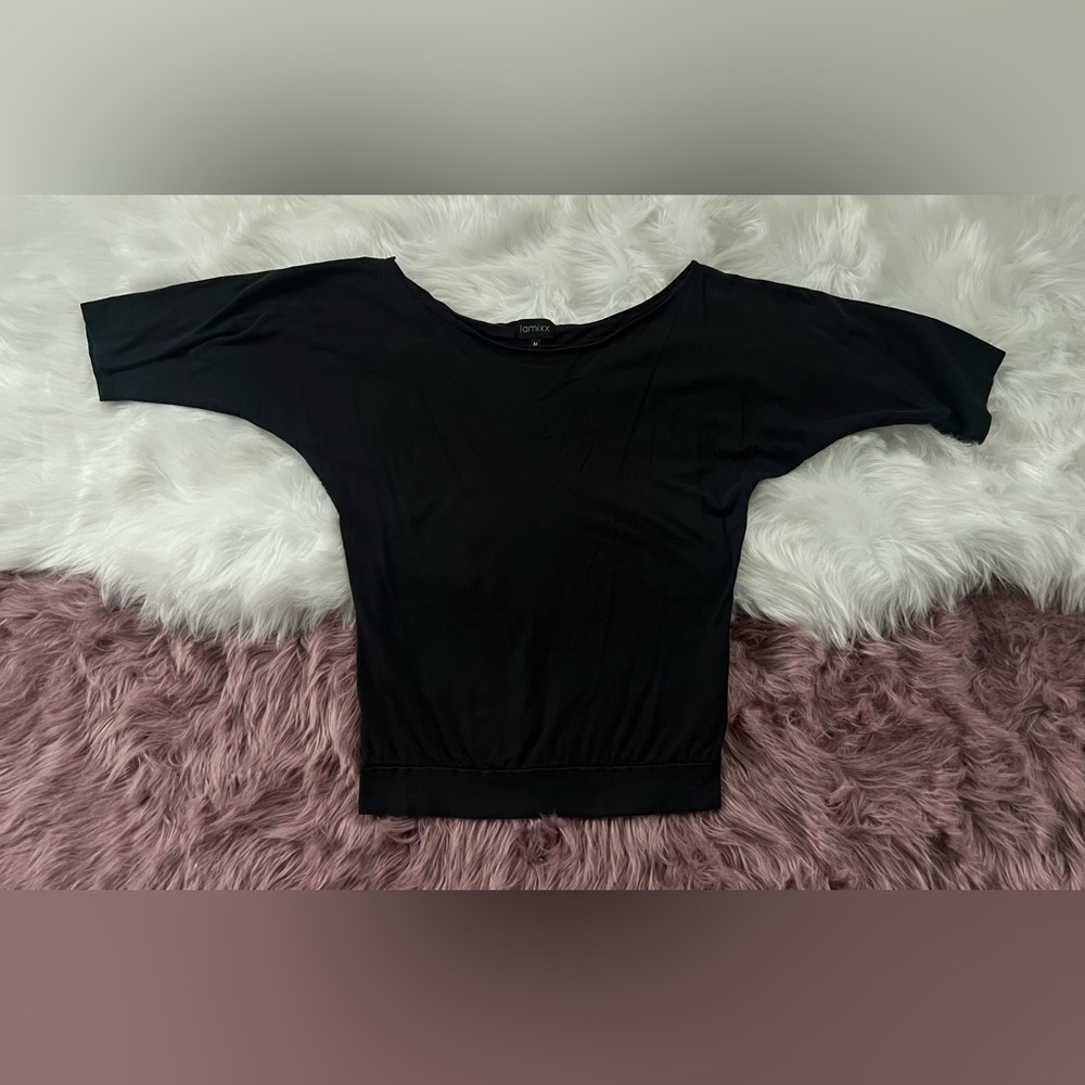 Lamixx Black Fitted Swoop Off-Shoulder Top